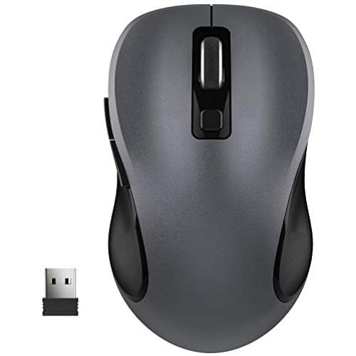 WisFox 2.4G Wireless Mouse for Laptop, Ergonomic Computer Mouse with USB Receiver and 3 Adjustable Levels, 6 Button Cordless Mouse Wireless Mice for Windows Mac PC Notebook (Grey)