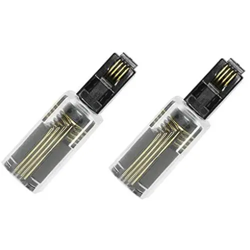 Telephone Cord Detangler, Traodin Male to Female 2 Pcs 360 Degree Rotating Landline Cable, Anti-Tangle Phone Cable Used Home or Office(360°RJ9 4P4C Black Short)