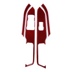 BLAKAYA Compatible with Sticker Carbon Fiber Window Switch Control Panel Trim Cover Accessories for Ford Mustang 2015 2016 2017 2018 2019 2020 (4PCS Red)