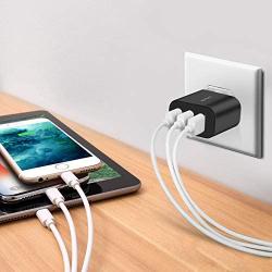 Amoner Wall Charger, Upgraded 2Pack 15W 3-Port USB Plug Cube Portable Wall Charger Plug for iPhone 12/mini/Pro/Max/11/Pro/Xs/XR/X/8/7/Plus, iPad Pro/Air 2/Mini 2, Galaxy10/9, Note10/9, and More