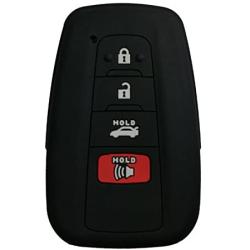 Coolbestda Rubber Smart 4buttons Key Fob Full Cover Remote Case Keyless Protector Jacket for 2018 Toyota Camry C-HR Prius HYQ14FBC Black