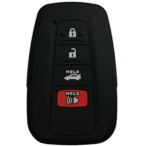 Coolbestda Rubber Smart 4buttons Key Fob Full Cover Remote Case Keyless Protector Jacket for 2018 Toyota Camry C-HR Prius HYQ14FBC Black