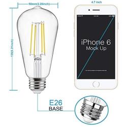 Vintage LED Edison Bulbs 60 Watt Equivalent, Eye Protection Led Bulb with 95+ CRI , Non-Dimmable, High Brightness Daylight White 4000K, ST58 Antique LED Filament Bulbs, E26 Medium Base, Pack of 4