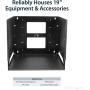 StarTech.com 8U Open Frame Wall Mount Network Rack w/ Built in Shelf - 2-Post Adjustable Depth (12'' to 18'') Equipment Rack - 75.2lbs (WALLSHELF8U),Black