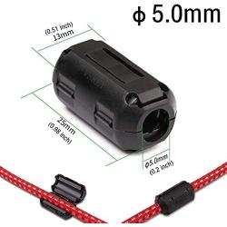 Clip-on Noise Filter,VSKEY[10pcs 5mm] Anti-interference High-Frequency Ferrite Core Choke Cable Clip for Home Audio System,Tvs,Speakers,Radio,Audio Equipment Noise Suppressor (5.0mm Inner Diameter)