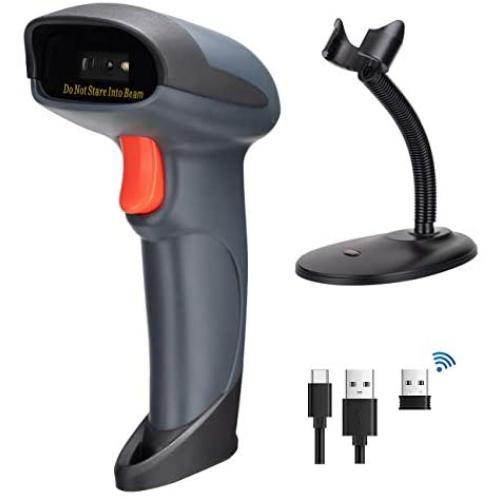 Tera Barcode Scanner 1 Mega Pixel Camera 2D 1D QR with Extremely Stable Stand Wireless &Wired Handheld Imaging Bar Code Reader for Warehouse Library Store PDF417 on Drivers License