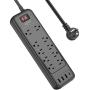 AiJoy Mountable Power Strip Surge Protector with 10 AC Outlets, 1 USB-C Port & 3 USB Ports, 10ft Extension Cord with Flat Plug, 1875W/15A, 1720Joules, Charging Station for Home, Dorm and Office