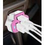 Aduro 4 Port Car Charger USB Adapter, 12V Fast Car Charger USB Adapter Power Station 5.2A/26W Output (Pink)