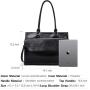 Briefcase for Women Oil Wax Leather Vintage 15.6 Inch Laptop Business Shoulder Bag Black