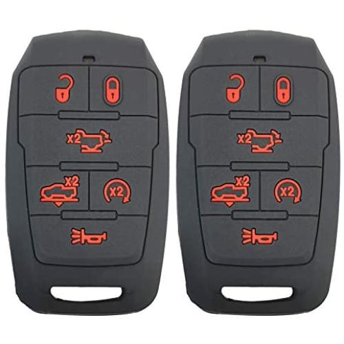2Pcs Coolbestda Compatible for 2021 2020 2019 Dodge Ram 1500 Laramie Longhorn Limited 6buttons Smart Key Fob Case Protector Pouch Glove w/Air Suspension Remote Start Power Tailgate