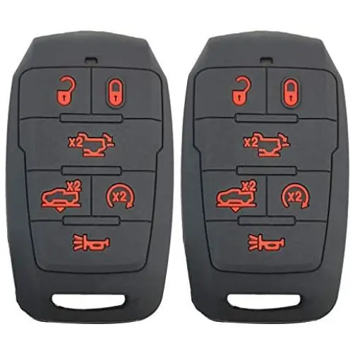 2Pcs Coolbestda Compatible for 2021 2020 2019 Dodge Ram 1500 Laramie Longhorn Limited 6buttons Smart Key Fob Case Protector Pouch Glove w/Air Suspension Remote Start Power Tailgate