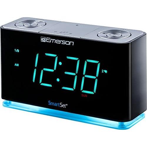 Emerson SmartSet Alarm Clock Radio with Bluetooth Speaker, Charging Station/Phone Chargers with USB port for iPhone/iPad/iPod/Android and Tablets, ER100301