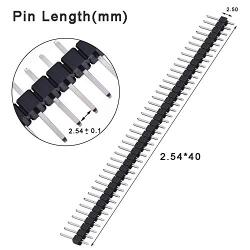 Hotop 50 Pack Single Row 40 Pin 2.54 mm Male Pin Header Connector