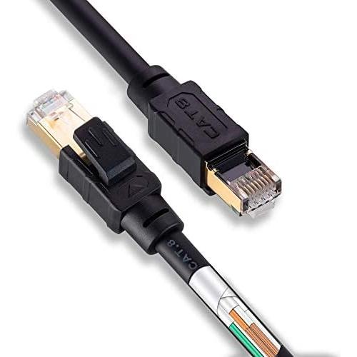 Cat8 Ethernet Cable 1ft, Aifxt Heavy Duty High Speed 26AWG Cat8 LAN Network Cable 40Gbps 2000Mhz with Gold Plated RJ45 Connector, Weatherproof SSTP UV Resistant for Router, Modem, Xbox