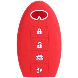 XUHANG Sillicone key fob Skin key Cover Remote Case Protector Shell for Infiniti EX35 FX50 G35 G37 M45 QX56 FX50 M35 M56 QX60 QX80 Smart Remote 4 Button red