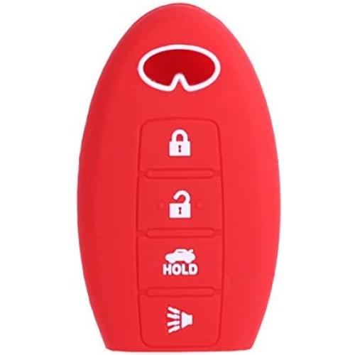 XUHANG Sillicone key fob Skin key Cover Remote Case Protector Shell for Infiniti EX35 FX50 G35 G37 M45 QX56 FX50 M35 M56 QX60 QX80 Smart Remote 4 Button red