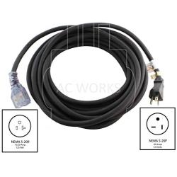 AC WORKS Heavy Duty Durable Extension Cord (50FT NEMA 5-20 20A 125V)