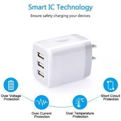Charging Block, USB Plug, Hootek 2Pack 3.1A 3-Muti Port USB Charger Cube Charging Brick Box Compatible iPhone 11/XS MAX/X/8/7/6S Plus, iPad, Samsung S20 FE 5G S10e S10 S9 S8 S7, Note20 Ultra 5G 10, LG