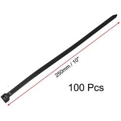Fixson Multi-Purpose Self-Locking Cable Ties Nylon Zip Wire Tie-Wraps (100 Piece) 10-Inch Cable-Tie Color Black (45-LB Strength)