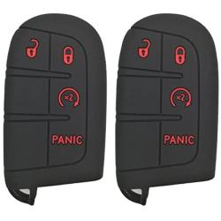 Coolbestda 2Pcs Rubber Smart Key Fob Cover Case Remote Skin Keyless Jacket Holder Protector for Dodge Durango Journey Dart Challenger Jeep Renegade Fiat