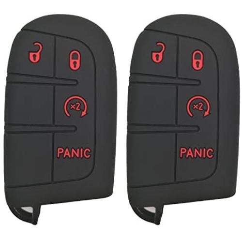 Coolbestda 2Pcs Rubber Smart Key Fob Cover Case Remote Skin Keyless Jacket Holder Protector for Dodge Durango Journey Dart Challenger Jeep Renegade Fiat