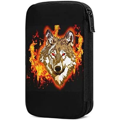 Hxuedan Ice and Fire Wolf Head The Data Cable Storage Bag is A Portable and Independent Design SuitableVFor Travelers to Place The Data Cable, Earphone and Electronic Product Data Cable Storage Bag