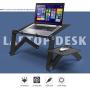 Extra Wide Adjustable Laptop Stand with Cooling Fan & Mouse Pad for 17 Inch Computer, Portable Ergonomic Lap Desk for Bed Sofa Couch Office (Aluminum Table Tray: 19'', Black)
