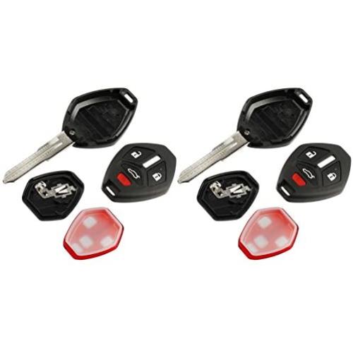 Key Fob Keyless Entry Uncut Remote Shell Case & Pad fits Mitsubishi 2007-2012 Eclipse / 2007-2012 Galant / 2007-2015 Lancer, Set of 2