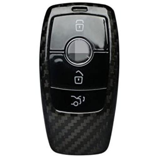 Genuine Carbon Fiber Key Fob Cover For Mercedes-Benz 2019-2021 A-Class C-Class G-Class 2017-2021 E-Class 2018-2021 S-Class Smart Car Remote Key, Car Key Fob Case For Men Fob Cover For Women - Black