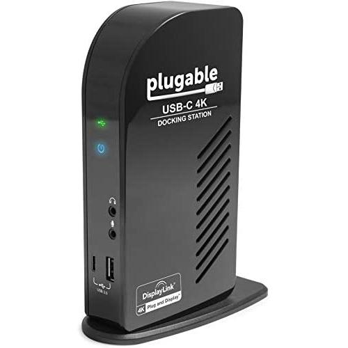 Plugable USB-C 4K Triple Display Docking Station with Charging Support for Specific USB-C and Thunderbolt 3 Windows and Mac Systems (1x HDMI and 2x DisplayPort++ Outputs, 5x USB Ports, 60W USB PD)
