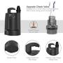 TACKLIFE Utility Pump, Submersible Water Pump, 1/3 Output HP, Max. 2500 GPH, Max. up to 25ft, 10ft Cord, 30db, 3/4 in Adapter Check Valve
