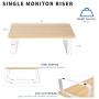 VIVO 15 inch Monitor Riser, Wood and Steel Desktop Stand, Ergonomic Desk and Tabletop Organizer, Light Wood and White, STAND-V000WS