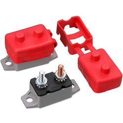 2 Pieces DC 12V - 24V Automatic Reset Circuit Breaker with Cover Stud Bolt and 4 Pieces Wire Lugs for Battery Chargers, Trucks, Buses, Electric Cars, Car Engines and Automotive Supplies (40 Amp)
