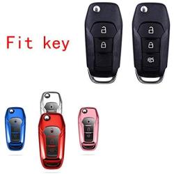 Royalfox(TM) 2 3 Buttons Full TPU flip Remote Key Fob case Cover for 2015-2019 Ford F150 F250,Focus 3 Escort Kuga Mondeo Everest Fiesta Mustang Fecosport Edge MKV Fusion 2016 Ranger S-max (Pink)