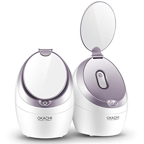 Facial Steamer Nano Ionic Warm Steam, Home SPA Quality Steamer 10x Moisturizing - Applicable Temp - Double Mirror for Easy Makeup & Skincare - Humidifier - Pores Clean - Blackheads Removal