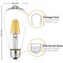 Dimmable LED Edison Light Bulbs: 6 Watt, 2700K Soft White Lightbulbs - 60W Equivalent - E26 Base - Vintage Light Bulb Set - 6 Pack