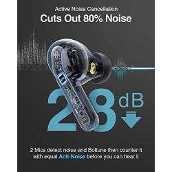 Wireless Earbuds Active Noise Cancelling, Boltune Bluetooth Earbuds with 4 Mics Noise Reduction, Enhanced Deep Bass, IPX8 Waterproof, 30Hrs ANC Earbuds, USB-C Quick Charging Case, Smart Touch Control