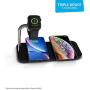 Dual 10-Watt Aluminum Wireless Charging Pad and Watch Charger Station, Qi and MFi Certified, Supports Apple and Samsung Fast Charge, Adapter Included, Black