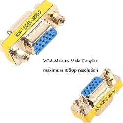 VGA Coupler, Benfei 2-Pack VGA/SVGA Adapter HD15 Female to Female Gender with Gold-Plated Cord