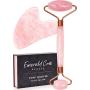 Jade Face Roller - Jade Roller for Face & Gua Sha Face Massager, 100% Natural Rose Quartz Roller – Face, Eye & Neck Rejuvenation Beauty Tools; Hand-Crafted with Squeak-Free Padding