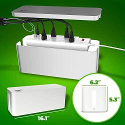 Cable Management box, Cord Organizer and Cover with Cable Kit - Desk, wall mounted TV, Video, Game and Computer Wire holder, hider, protector with Cable Sleeve ,white edition by Tokye XXL VALUE