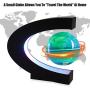 Magnetic Levitating Globe with LED Light, 3 C Shape Base Floating Globes, Rotating World Map, Cool Tech Gift for Men Father Boys, Birthday Gifts for Kids, Desk Gadget Decor in Office Home (Blue 2)