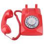 Corded Telephone Retro Rotary Dial Wired Telephone Vintage Desktop Landline Telephone(Red)