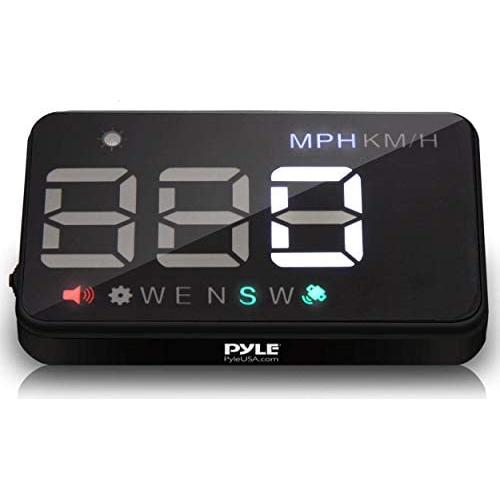Pyle Universal 3.5’’ Car HUD - Head-Up Display Multi-Color Windshield Screen Projector Vehicle Speed & GPS Navigation Compass, Plug & Play - (PHUD12)