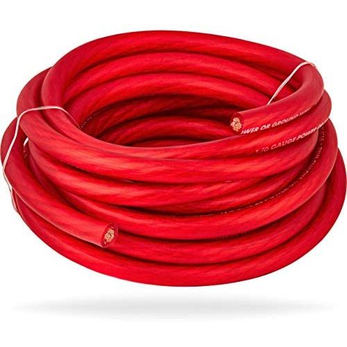 InstallGear 1/0 Gauge Red 25ft Power/Ground Wire - OFC (99.9% Oxygen-Free Copper)