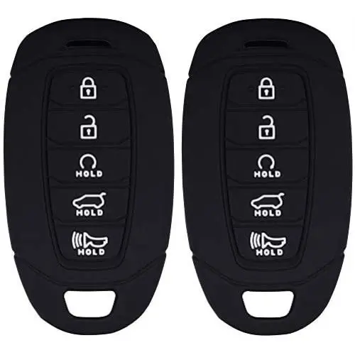 Lcyam Key Fob Cover Silicone Case Remote Holder Compatible with 2019 2020 2021 Hyundai Palisade Keyless Push Start 5 Button (Black Black) Lcyam Key Fob Cover Silicone Case Remote Holder Compatible with 2019 2020 2021 Hyundai Palisade Keyless Push Start 5 Button (Black Black)