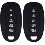 Lcyam Key Fob Cover Silicone Case Remote Holder Compatible with 2019 2020 2021 Hyundai Palisade Keyless Push Start 5 Button (Black Black)
