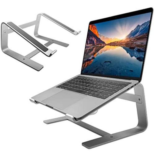 Macally Laptop Stand - Laptop Riser Stand for Desk - Aluminum Ergonomic Laptop Holder Mount Works with all Macbooks & Notebook Computers between 10 to 17.3 Inches - Silver