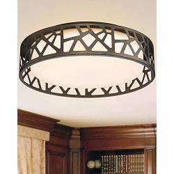 LED Flush Mount Ceiling Light 2 Pack, VICNIE 14 Inch 20W Dimmable Round Deco Lighting Fixture Oil Rubbed Bronze Finished,1400 Lumens 3000K Warm White, ETL Listed Metal Body White Acrylic Lampshade