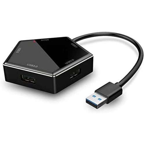 New Pentagonal 4-Port USB3.0 Hub,Rechargeable High-Speed Splitter with Micro External Power Jack